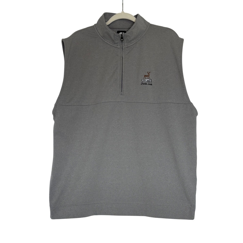 FootJoy Mens Granite Links Golf Vest Grey Quarter Zip Pullover Large FJ Logo